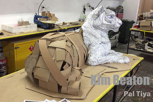 Kim Beaton's snow leopard sculpture base before applying Pal Tiya Premium