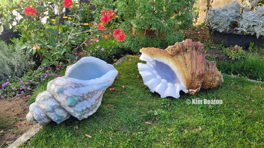 Shell sculptures made with Pal Tiya Premium cement clay